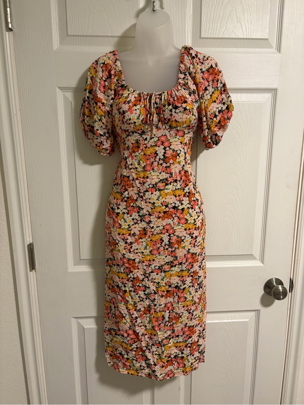 Billabong Floral Puff-Sleeve Midi Dress
